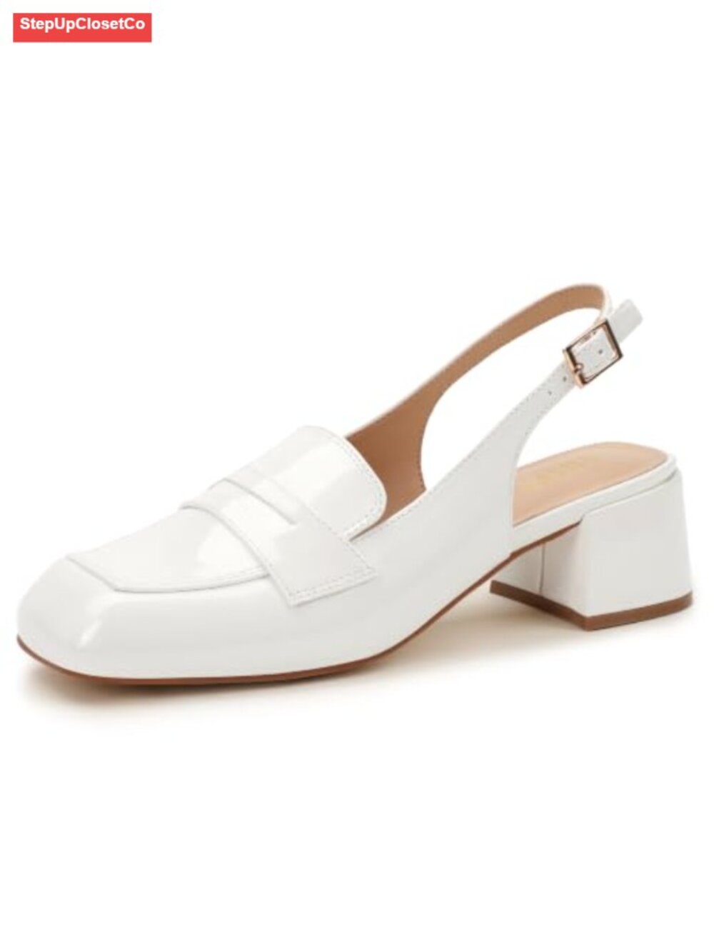 Women's Low Block Heeled Penny Loafers Closed Toe Slingback Pumps